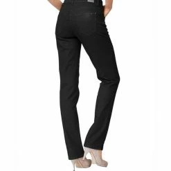 Schlussverkauf 👏 MAC Regular-fit-Jeans »MAC Melanie 👖 Jeans hübsche Damen Denim-Hose im 5-Pocket-Style mit Glitzersteinen Freizeit-Jeans Schwarz« 🥰