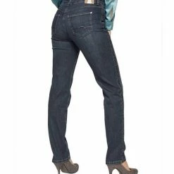 Coupon 🔥 MAC Regular-fit-Jeans »MAC Angela 👖 Jeans modische Damen Stretch-Hose in 5-Pocket-Style mit Leo-Galonstreifen Mode-Hose Blau« ✔️