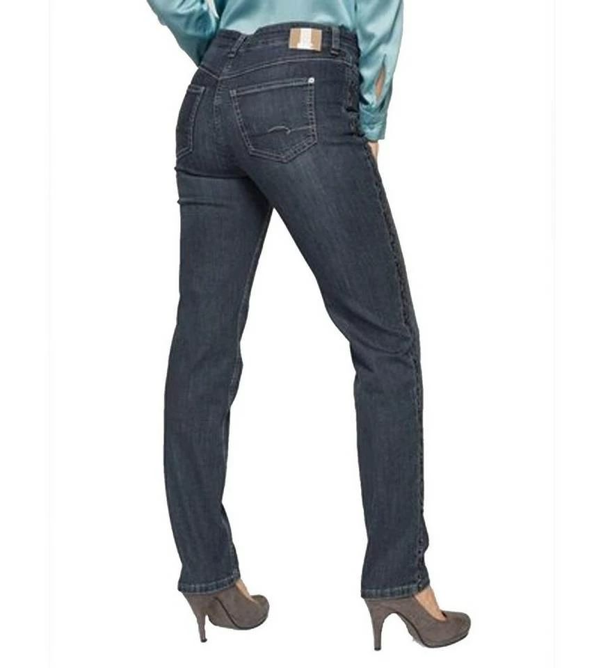 Coupon 🔥 MAC Regular-fit-Jeans »MAC Angela 👖 Jeans modische Damen Stretch-Hose in 5-Pocket-Style mit Leo-Galonstreifen Mode-Hose Blau« ✔️