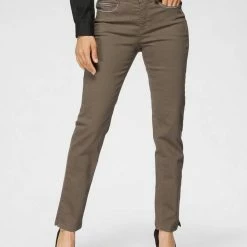 Coupon ✔️ MAC Slim-fit-Jeans »Angela Pipe Embro« Mit aufwendiger Sticherei auf den vorderen und hinteren Taschen Black-black, Moss khaki green, Dark blue rinsed, Blac-black ⌛