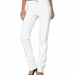 Angebote 👍 MAC Stretch-Jeans »MAC Melanie Stretch-Jeans schlichte Damen Straight Leg 5-Pocket Hose Denim Freizeit-Jeans Weiß« 🌟