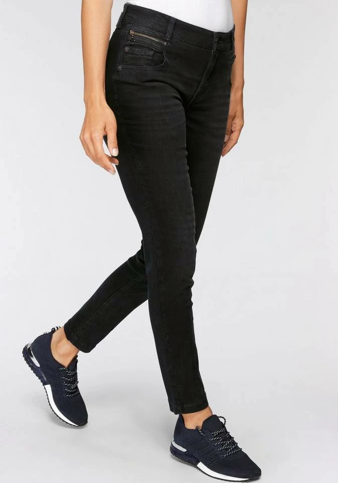 Bestpreis 👍 MAC Slim-fit-Jeans »Mel-Zip« Bekannte Form mit schmaler Fussweite Basic blue used wash, Dark night blue 😍 – Bild 8