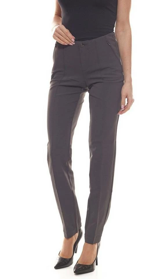 Auslauf 🎁 MAC Regular-fit-Jeans »MAC Hose lässige Damen Stretch-Hose mit abgesteppter Bügelfalte Freizeit-Hose Grau« 😀 – Bild 2