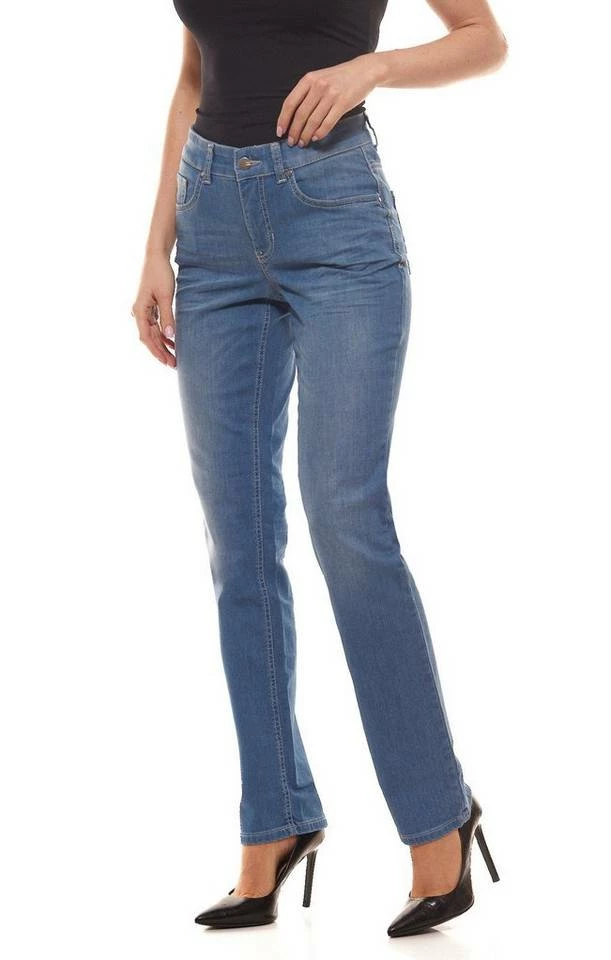 Blitzangebot 😍 MAC Stoffhose »MAC Melanie Stretch-Jeans klassische Damen Denim-Hose Freizeit-Jeans im 5-Pocket-Stil Blau« ⌛