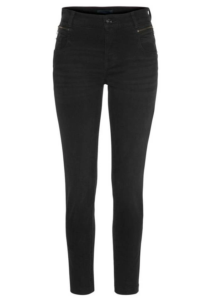 Bestpreis 👍 MAC Slim-fit-Jeans »Mel-Zip« Bekannte Form mit schmaler Fussweite Basic blue used wash, Dark night blue 😍 – Bild 5