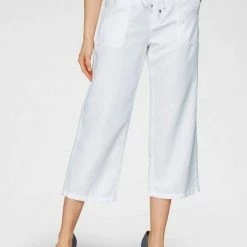 Am billigsten ⌛ MAC Leinenhose »Culotte« Gesäßtaschen mit Klappen Black, White 🥰