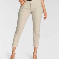 Angebote 😍 MAC Ankle-Jeans »Angela Pipe Fower« Mit dezenter Blumen-Dekoration auf der Tasche Purple velvet, Black-black, Anthrazit black fashion rinsed, Bleach sand offwhite ⭐