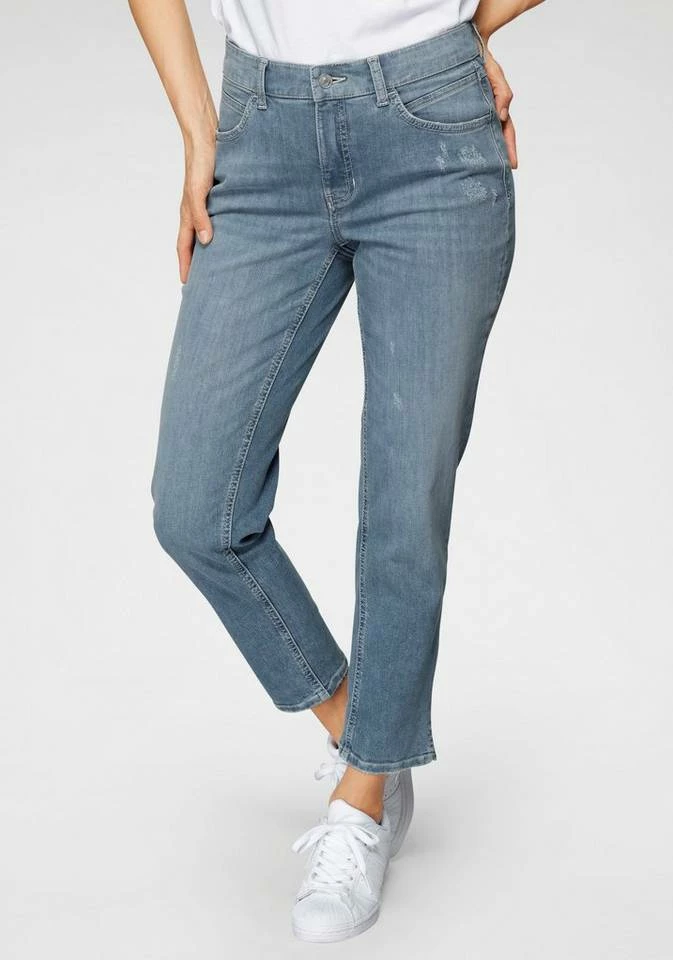 Bester Verkauf ⌛ MAC 7/8-Jeans »Angela 7/8 🌞 summer« Besatz mit kleinen Nieten an den hinteren Taschen Dark blue rinsed, Mid bue used 🎁