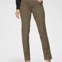 Budget 🤩 MAC Straight-Jeans »Melanie-New bright« Mit neuer Taschenlösung und Nieten an den vorderen Taschen Dark grey used, Black-black, Moss khaki green, Dark blue rinsed 🎁