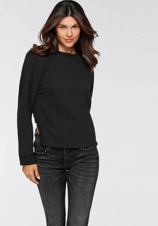 Aktion 😉 MAC Sweatshirt »Sweater Future« Im Rücken kürzer geschnitten als vorne Dark kahki green, Black 👏 – Bild 8