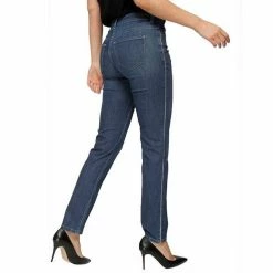 Bestpreis 👍 MAC Regular-fit-Jeans »MAC Angela Slim-Leg-Jeans feminine Damen Hose in 5-Pocket-Style mit Zierborte Freizeit-Hose blau« 🎉