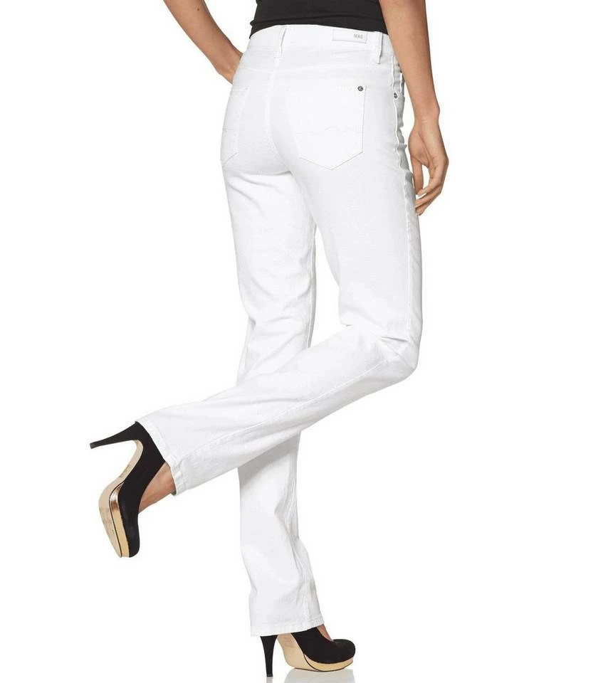 Angebote 👍 MAC Stretch-Jeans »MAC Melanie Stretch-Jeans schlichte Damen Straight Leg 5-Pocket Hose Denim Freizeit-Jeans Weiß« 🌟 – Bild 4