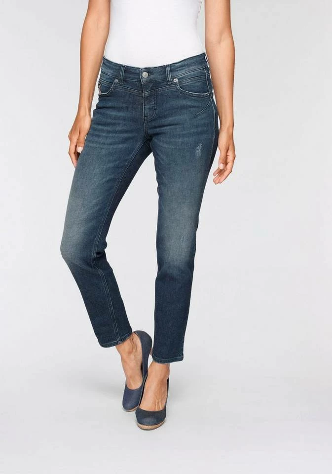 Rabatt 🧨 MAC Slim-fit-Jeans »Rich-Slim-Hanf« Besondere Teilungsnähte im Rücken sorgen für einen Push-Up Effekt Ash grey destroyed authentic wash, Mid blue destroyed authentic wash 😍