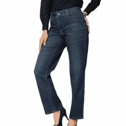 Am billigsten 🔔 MAC Regular-fit-Jeans »MAC Gracia Straight-Leg-Jeans schöne Damen Denim-Hose Freizeit-Jeans im 5-Pocket-Stil Blau« ✔️