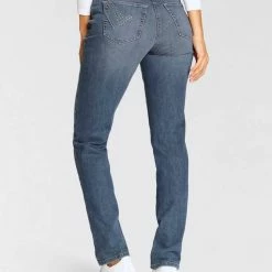 Großhandel 🛒 MAC Röhrenjeans »Angela Glam« Besonders geschnittene Front mit Keileinsatz Basic used black wash, Mid blue commercial wash, Dark blue authentic rinsed wash, Black-black 🔥